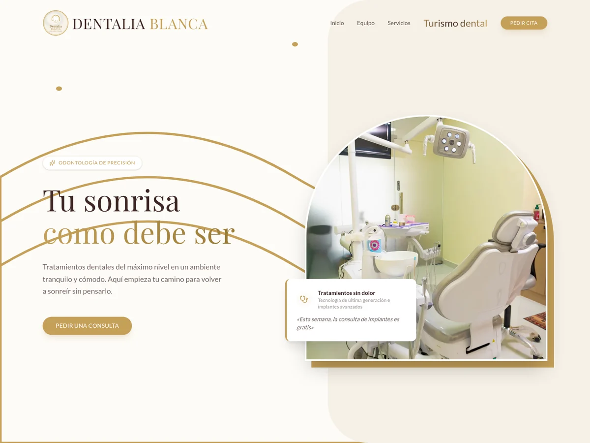 Portada de la web de Dentalia Blanca