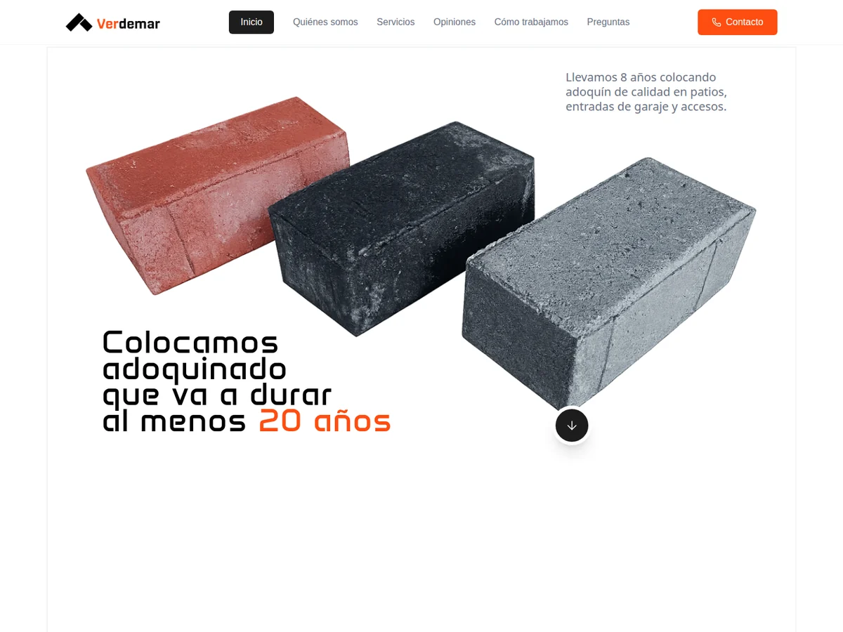 Portada de la web de Pavimentos Verdemar